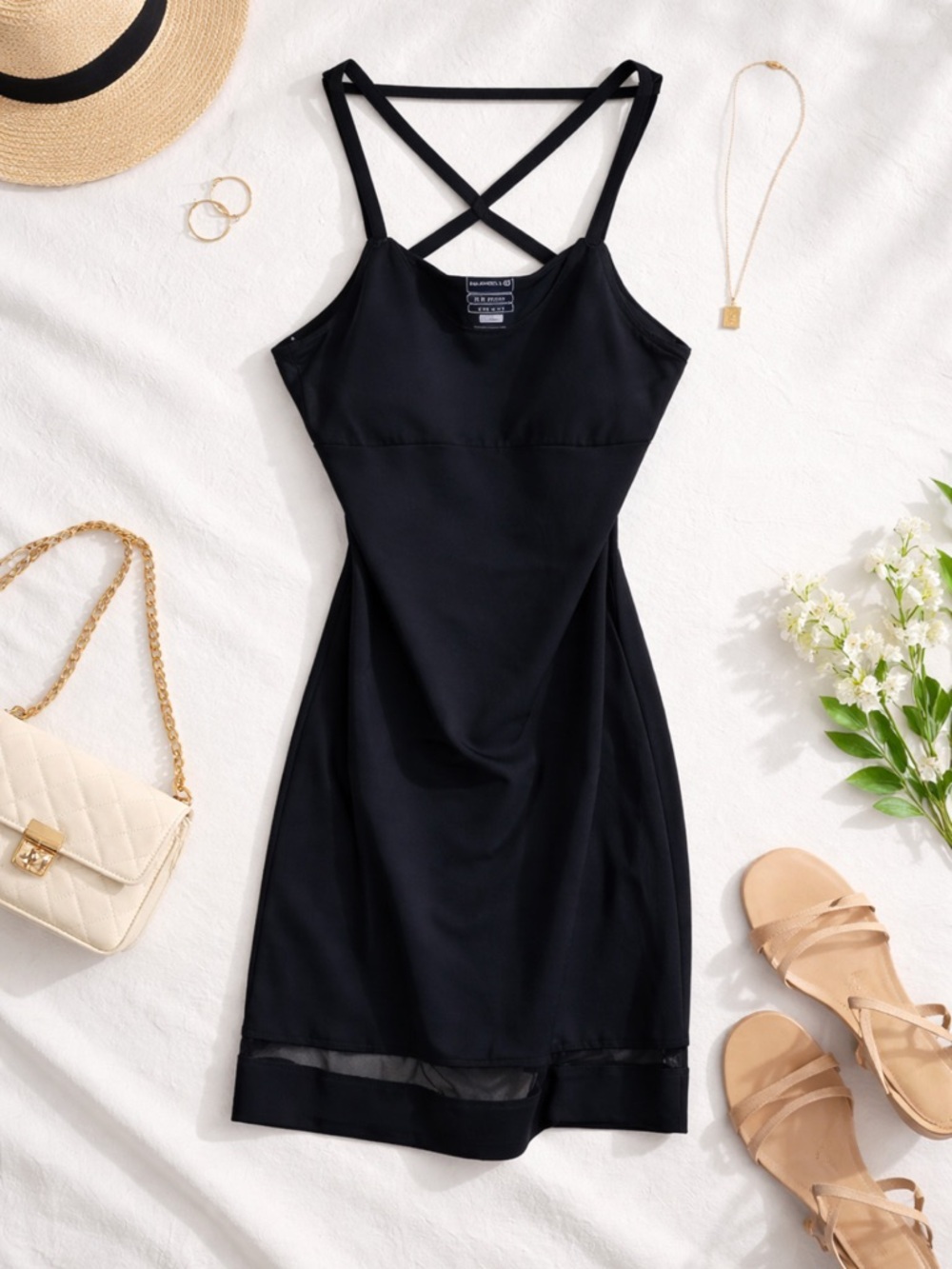 Merrell Opti-Wick UPF Crisscross Back Dress Woman Large  Black Athletic Mini